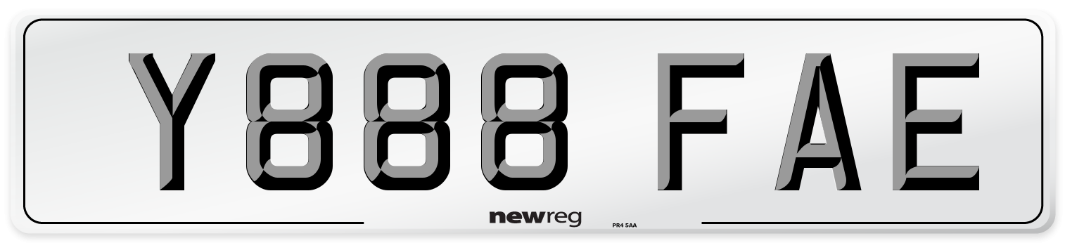 Y888 FAE Number Plate from New Reg